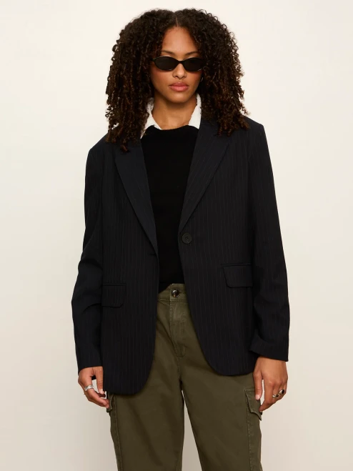 Maci Blazer in Navy Pinstripe | Lightweight Women's Blazer