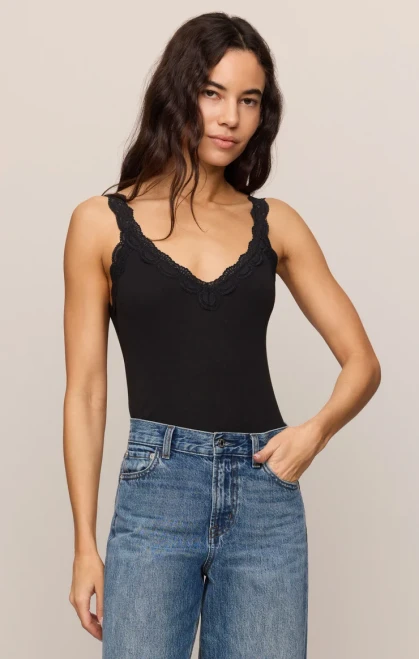 Lace Trim Baby Rib Tank