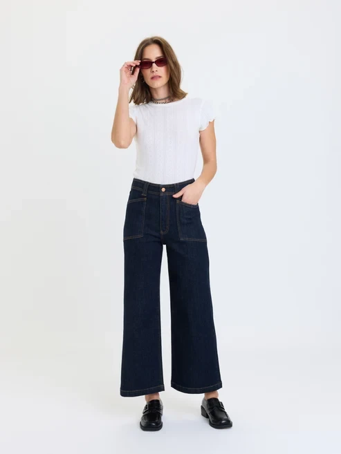 Valley Girl High Rise Wide Leg Ankle - Rinse