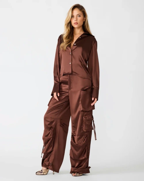 Steve Madden Mare Button-Up Top – Shaved Chocolate