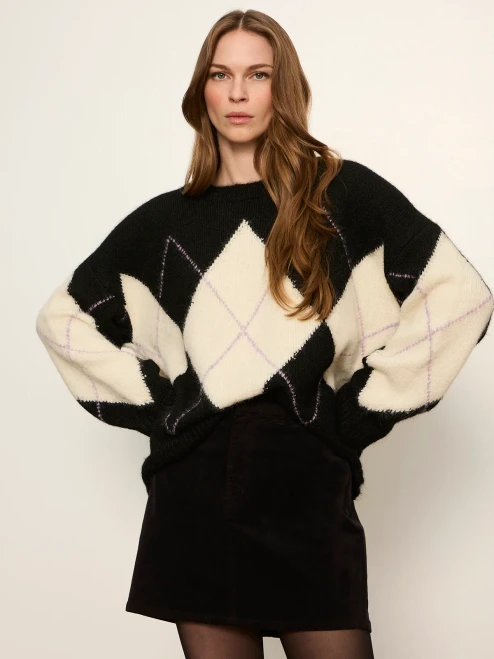 Argyle Crewneck Sweater – Purple Smoke