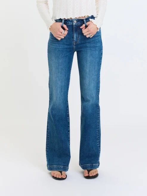 Heartbreaker Flare Jeans – Dusk Medium Indigo Mid-Rise Denim