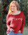 Merry Chunky Cotton Crew-Red/Breaker White