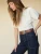 Shirred Waist Dolman Tee - White
