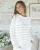 Striped Cotton Raglan Sweater with Button Detail