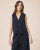 Ava Gauze Button Tank - Navy