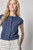 Textured Terry Sleeveless Cardigan - Navy