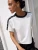 Ada Button Tee - Porcelain Color Block