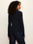 Juno Textured Button Front Top – Navy Blazer | V‑Neck & Side Ruching