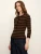Selena Henley Top – Black & Cocoa Stripe