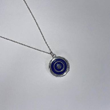 Coco Chanel Necklace Silver Navy Silver CC
