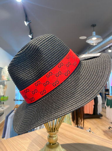 Gucci Straw Hat w/ GG & red crystal embellishment Gucci Straw Sun Hat - Neutrals Hats, Accessories  main image 3