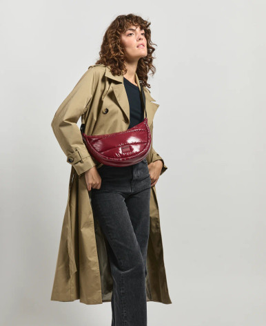 Burgundy Glossy Crossbody Bag