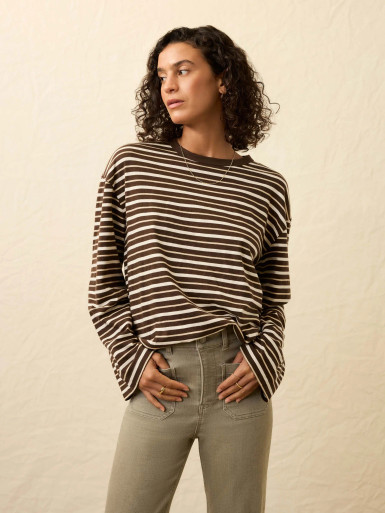 Sunwashed LS Retro Tee - Sand Drift Stripe