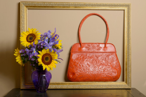 Hide and Chic Shop tooled leather Marcella handbag
Style #162 Orange
Purse
Shoulder bag