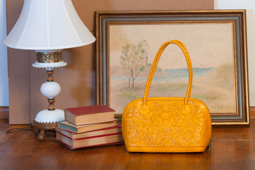 Hide and Chic Shop tooled leather Alicia shoulder bag
Style #1005 Yellow
Purse
Handbag
