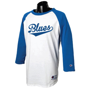 Champion LA Dodgers Baseball Shirt Mens 38" Single Stitch Henley Blue 3 /4 Sleeve