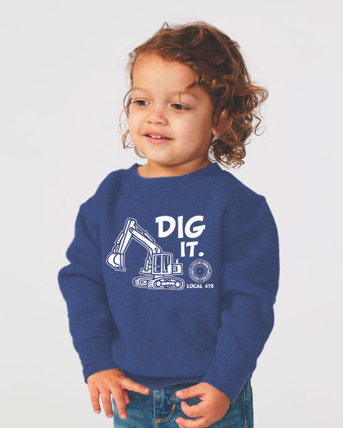 478 "Dig it" Toddler Crew Sweatshirt in Blue