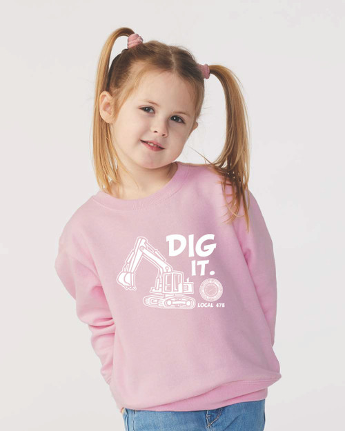478 "Dig it" Toddler Crew Sweatshirt in Pink