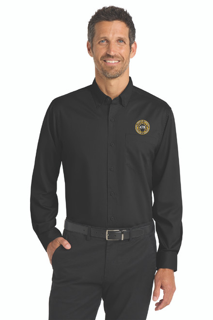 478 - Black Embroidered Buttondown with Gauge