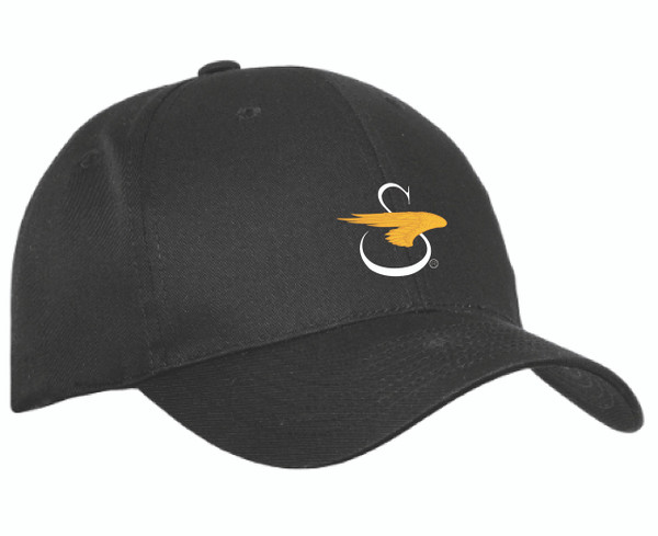 Embroidered Winged S Twill Hat in Black