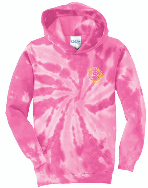 478  Pink Tye-Dye Youth Hoody with Gauge