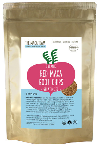 Organic Gelatinized Sundried Red Maca Chips 1 lb