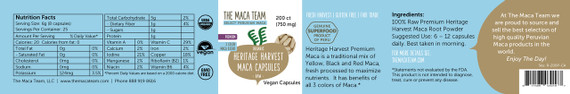Organic Raw Premium 3 Color Maca Capsules - Vegan - 750 mg - 200 ct