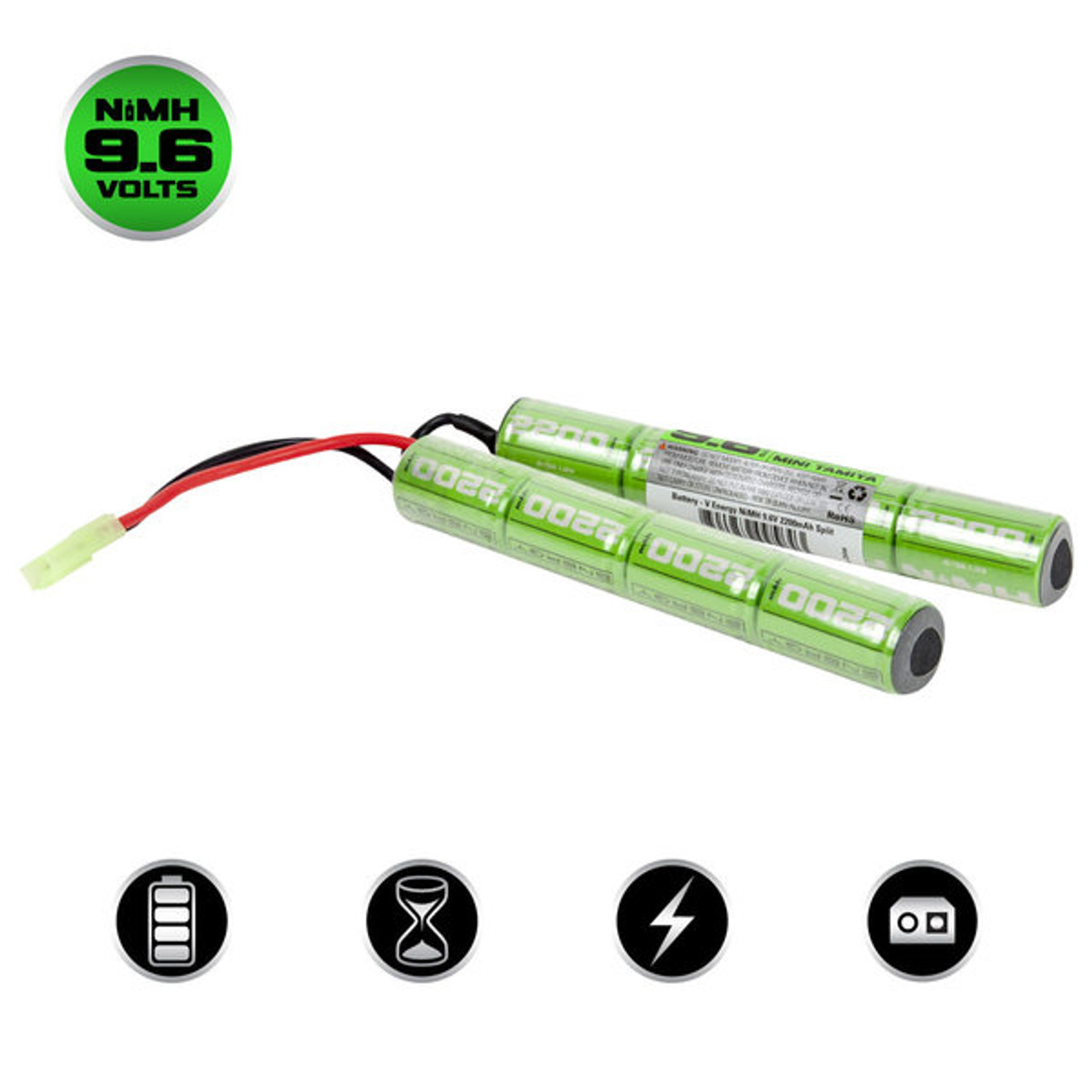 2-Pack 8.4V Airsoft Battery Flat Pack Batteries NiMH 1600mAh with