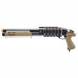 Tactical Force Tri-Shot Spring Powered Airsoft Pump Shotgun - BLK/TAN