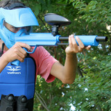 Child holding blue Valken GOTCHA, the perfect kid-friendly paintball gun