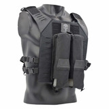 Valken 2 pod molle pod pouch black on Valken plate carrier with pods down