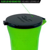valken paintball pod flip lid feature closeup neon green pod with black lid