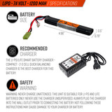 Valken LiPo 7.4v 1200mAh 15C/30C Stick Airsoft Battery (Small Tamiya)