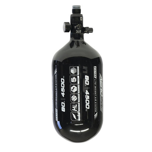 HK Army 80/4500 Extra Lite Paintball Compressed Air Tank w/Standard Reg-Black