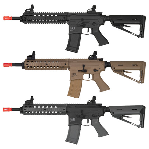 Valken ASL Mod-M AEG airsoft guns in black, desert tan and black with grey