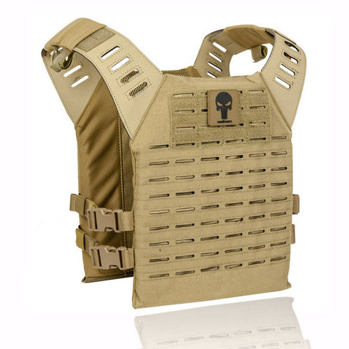 Valken Alpha plate carrier molle laser cut tan right side front angle