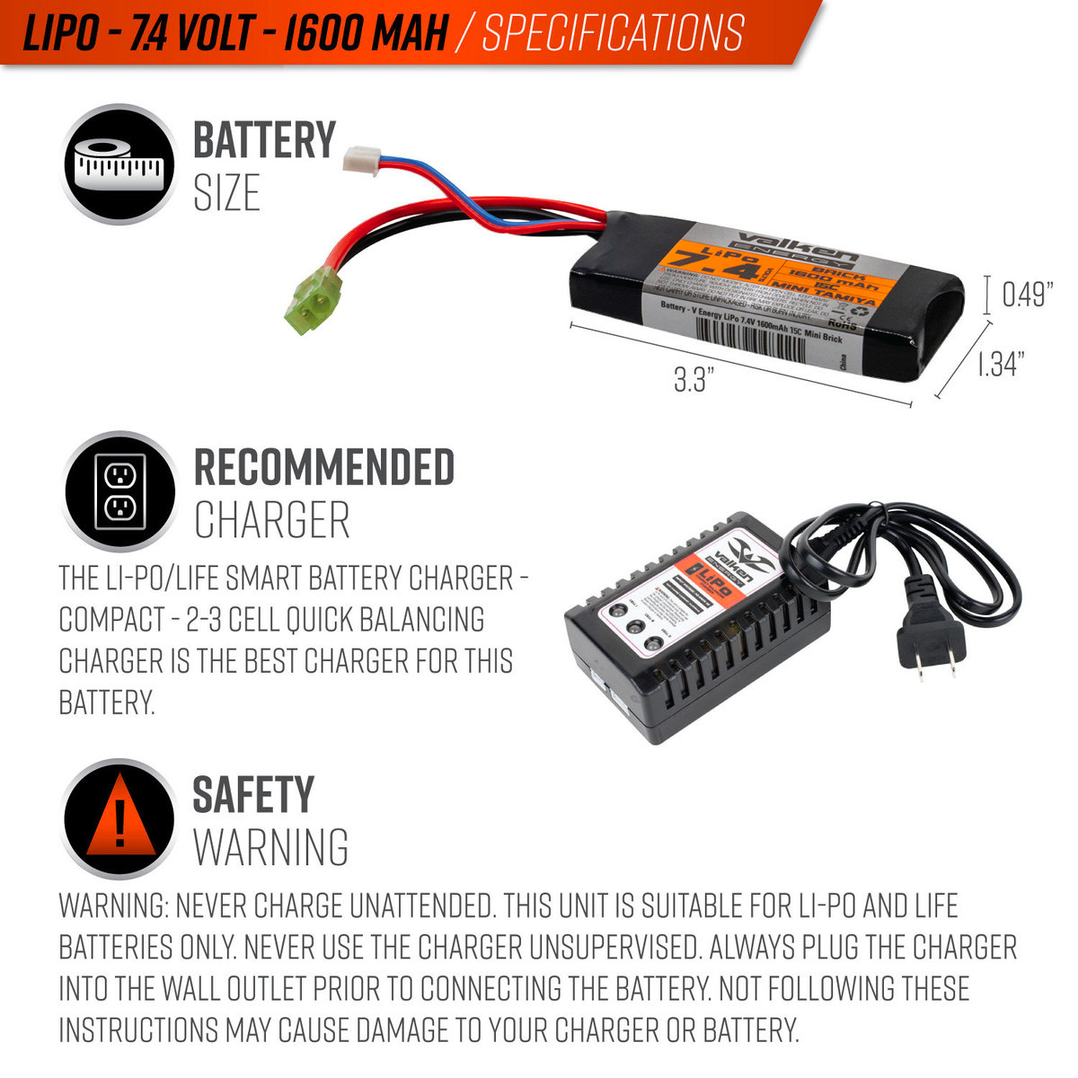 Energy LiPo 7.4v 1400mAh Tactical Airsoft Battery 