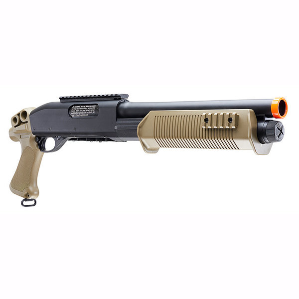 Tactical Force Tri-Shot Spring Powered Airsoft Pump Shotgun - BLK/TAN -  Valken Sports