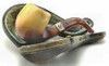 WDC Antique Meerschaum Pipe with Real Sterling Silver Trim Band and Original Amber Stem in its Fitted Case - IK111502