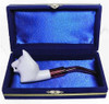 Mini Wolf Animal Meerschaum Pipes with Velvet Chest