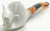 Shark with Silver Trim Ring and Carved Bottom Meerschaum Pipe - P714035