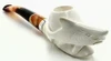 Shark with Silver Trim Ring and Carved Bottom Meerschaum Pipe - P714035