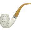 Deluxe Billiard Teardrop Lattice Silver Band Meerschaum Pipe