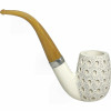 Deluxe Billiard Teardrop Lattice Silver Band Meerschaum Pipe