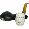 Deluxe Billiard Teardrop Lattice Silver Band Meerschaum Pipe