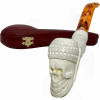 Skull in Lattice Cap Knurl Meerschaum Pipe