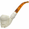 Skull in Lattice Cap Knurl Meerschaum Pipe