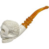 Rustic Skull Designer Stem Meerschaum Pipe