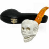 Rustic Skull Designer Stem Meerschaum Pipe